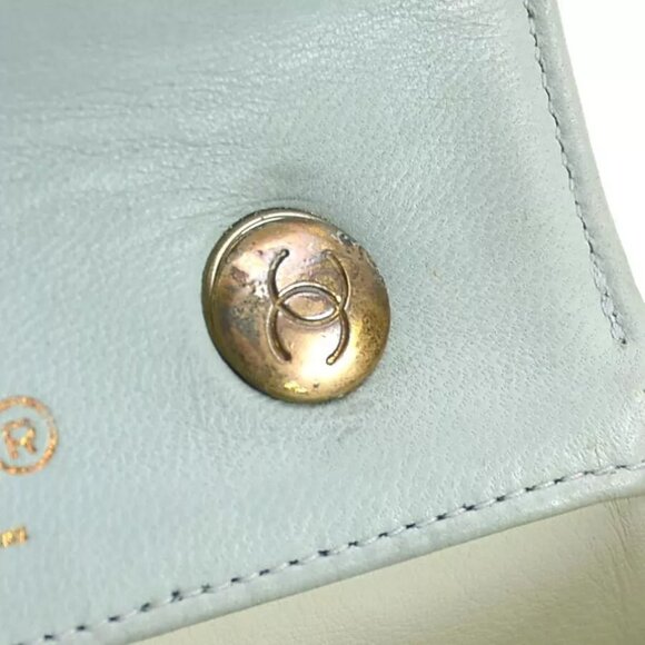 Auth CHANEL Matelasse Chain Shoulder Bag Light Blue/Gold Leather/Metal - Picture 6 of 16